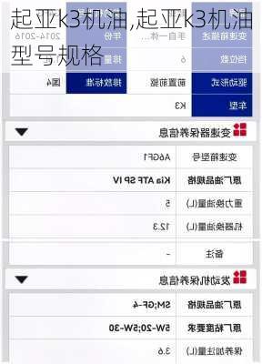 起亚k3机油,起亚k3机油型号规格