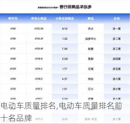 电动车质量排名,电动车质量排名前十名品牌