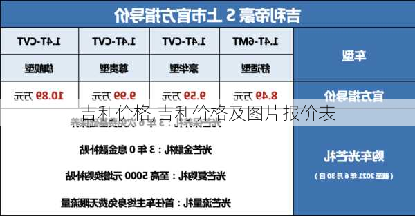 吉利价格,吉利价格及图片报价表