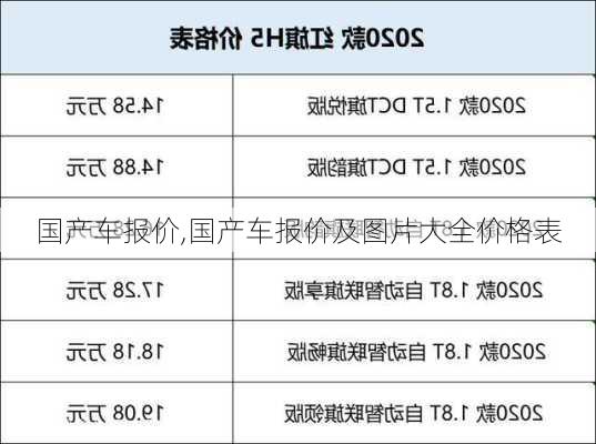 国产车报价,国产车报价及图片大全价格表