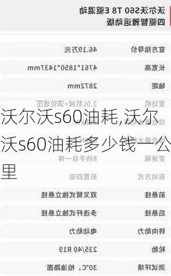 沃尔沃s60油耗,沃尔沃s60油耗多少钱一公里