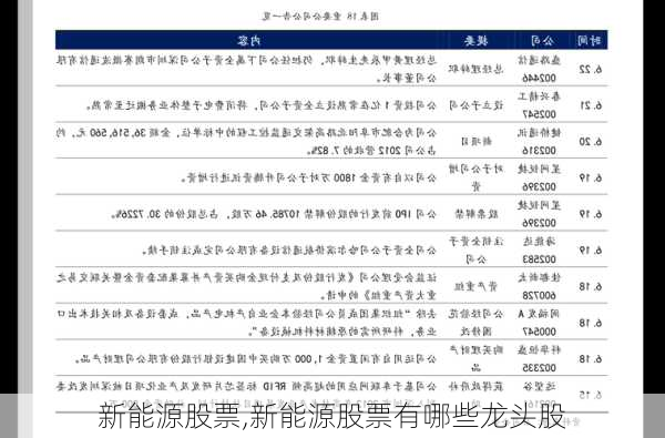 新能源股票,新能源股票有哪些龙头股