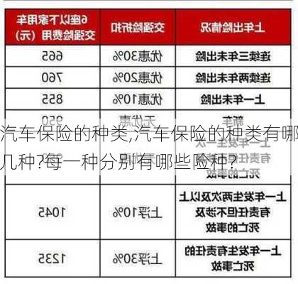 汽车保险的种类,汽车保险的种类有哪几种?每一种分别有哪些险种?