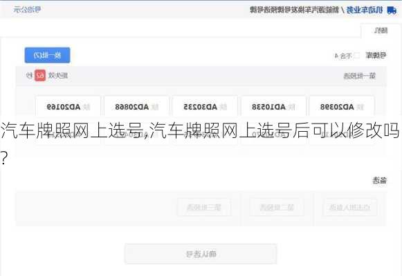 汽车牌照网上选号,汽车牌照网上选号后可以修改吗?