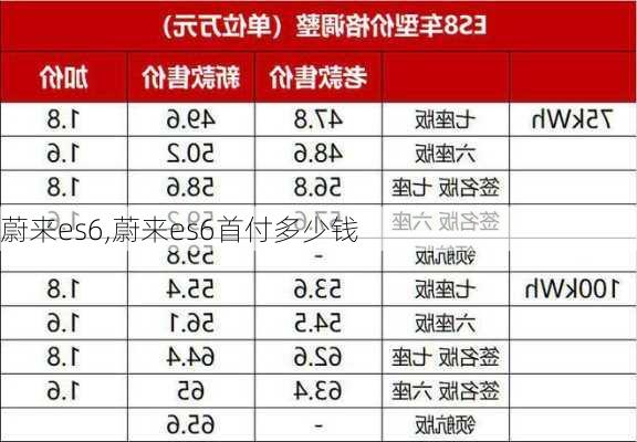 蔚来es6,蔚来es6首付多少钱