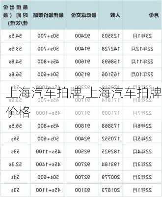 上海汽车拍牌,上海汽车拍牌价格