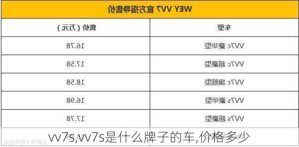 vv7s,vv7s是什么牌子的车,价格多少