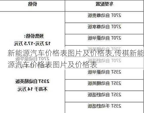 新能源汽车价格表图片及价格表,传祺新能源汽车价格表图片及价格表