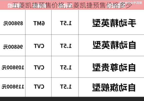 五菱凯捷预售价格,五菱凯捷预售价格多少