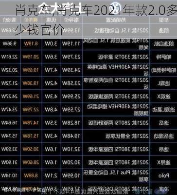 肖克车,肖克车2021年款2.0多少钱官价