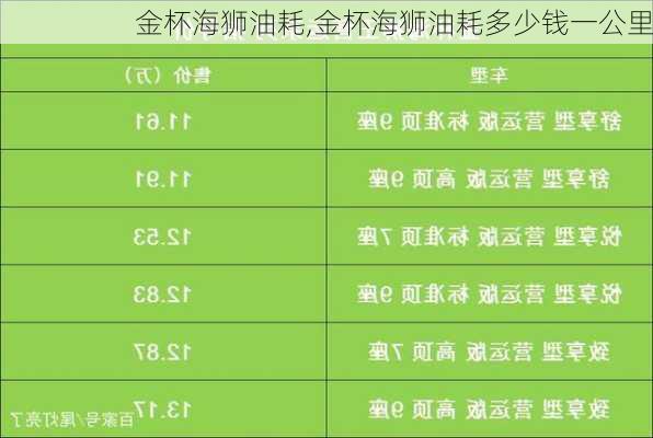 金杯海狮油耗,金杯海狮油耗多少钱一公里