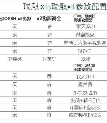 瑞麒 x1,瑞麒x1参数配置