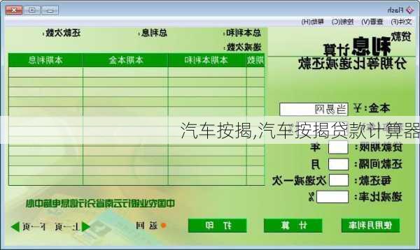 汽车按揭,汽车按揭贷款计算器
