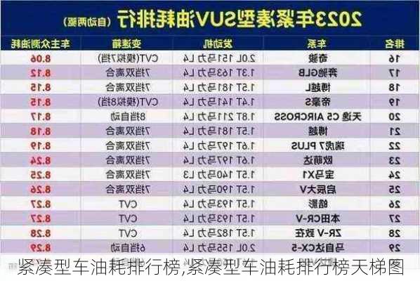 紧凑型车油耗排行榜,紧凑型车油耗排行榜天梯图