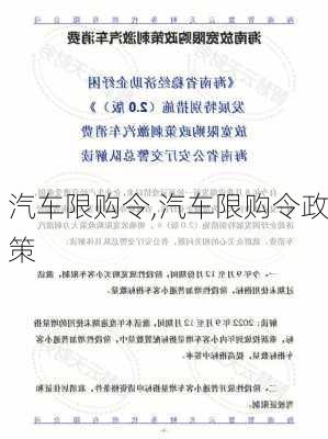 汽车限购令,汽车限购令政策