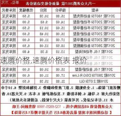 速腾价格,速腾价格表 报价