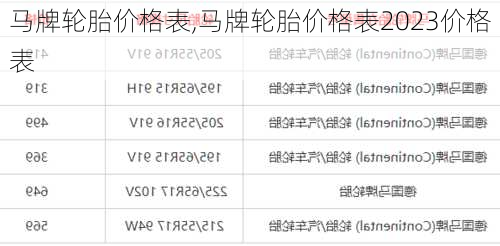 马牌轮胎价格表,马牌轮胎价格表2023价格表