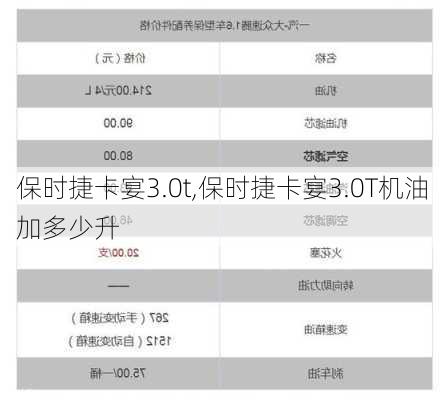 保时捷卡宴3.0t,保时捷卡宴3.0T机油加多少升