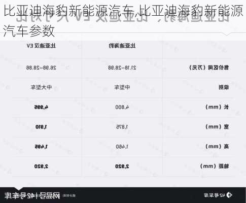 比亚迪海豹新能源汽车,比亚迪海豹新能源汽车参数