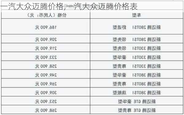 一汽大众迈腾价格,一汽大众迈腾价格表