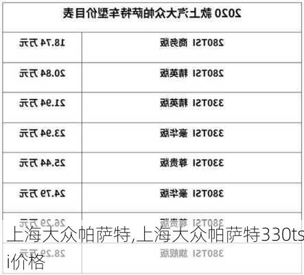 上海大众帕萨特,上海大众帕萨特330tsi价格