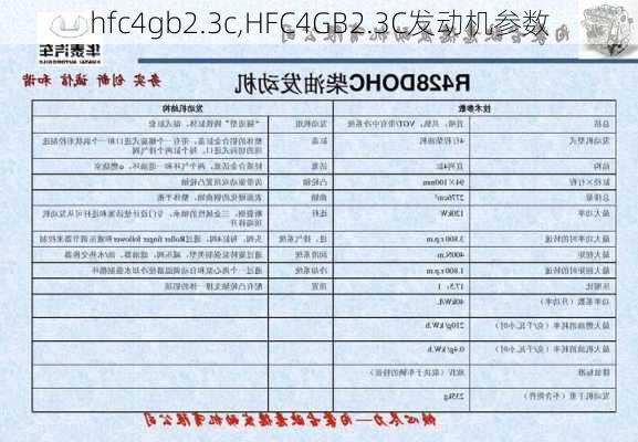 hfc4gb2.3c,HFC4GB2.3C发动机参数