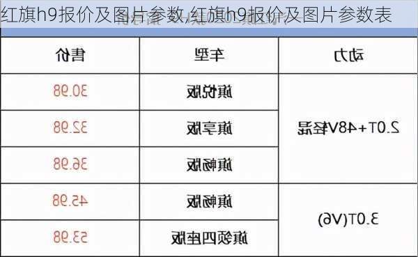 红旗h9报价及图片参数,红旗h9报价及图片参数表