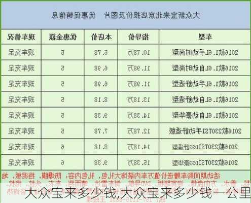 大众宝来多少钱,大众宝来多少钱一公里