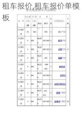 租车报价,租车报价单模板