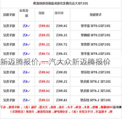 新迈腾报价,一汽大众新迈腾报价