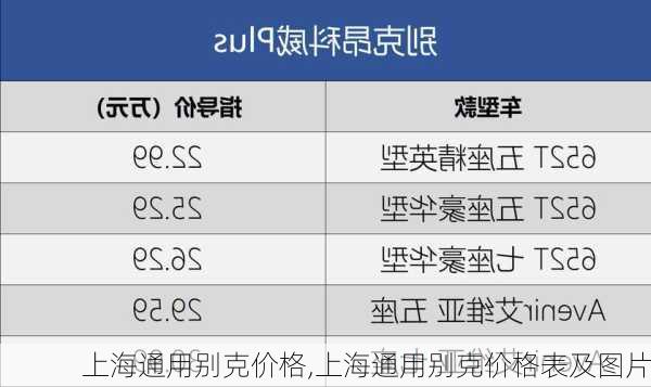 上海通用别克价格,上海通用别克价格表及图片