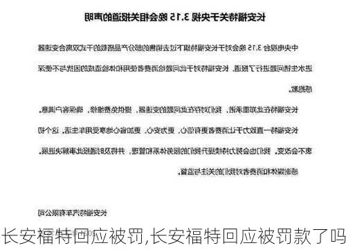 长安福特回应被罚,长安福特回应被罚款了吗