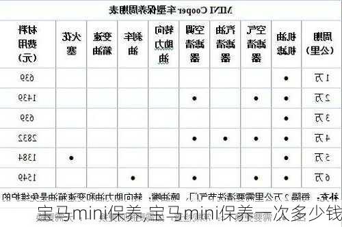 宝马mini保养,宝马mini保养一次多少钱