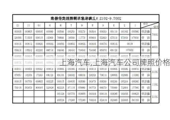 上海汽车,上海汽车公司牌照价格