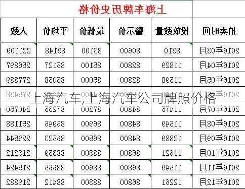 上海汽车,上海汽车公司牌照价格