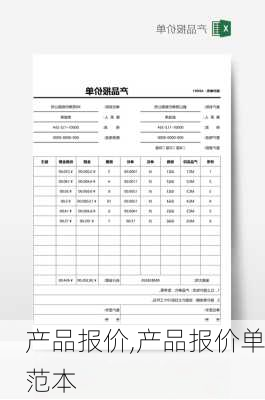 产品报价,产品报价单范本