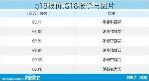 g18报价,G18报价与图片