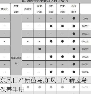 东风日产新蓝鸟,东风日产新蓝鸟保养手册