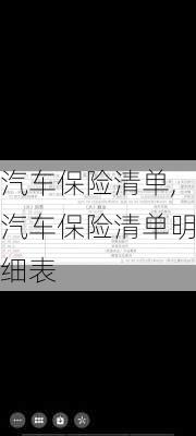 汽车保险清单,汽车保险清单明细表