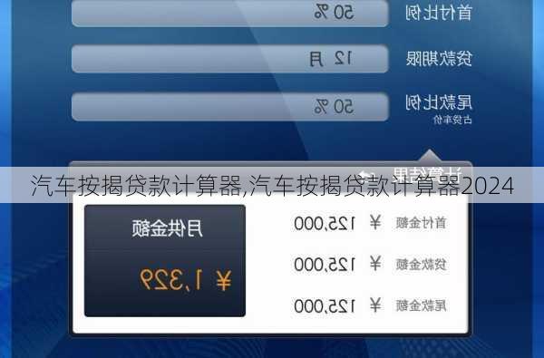 汽车按揭贷款计算器,汽车按揭贷款计算器2024