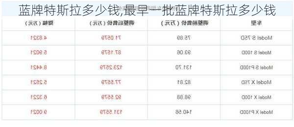 蓝牌特斯拉多少钱,最早一批蓝牌特斯拉多少钱