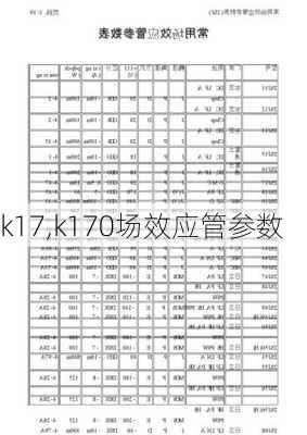 k17,k170场效应管参数