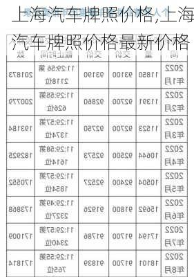 上海汽车牌照价格,上海汽车牌照价格最新价格