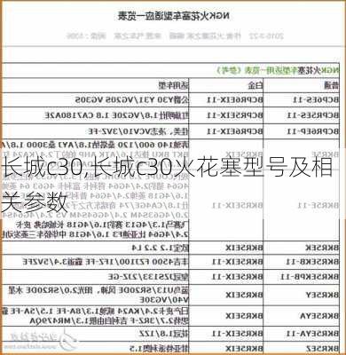 长城c30,长城c30火花塞型号及相关参数